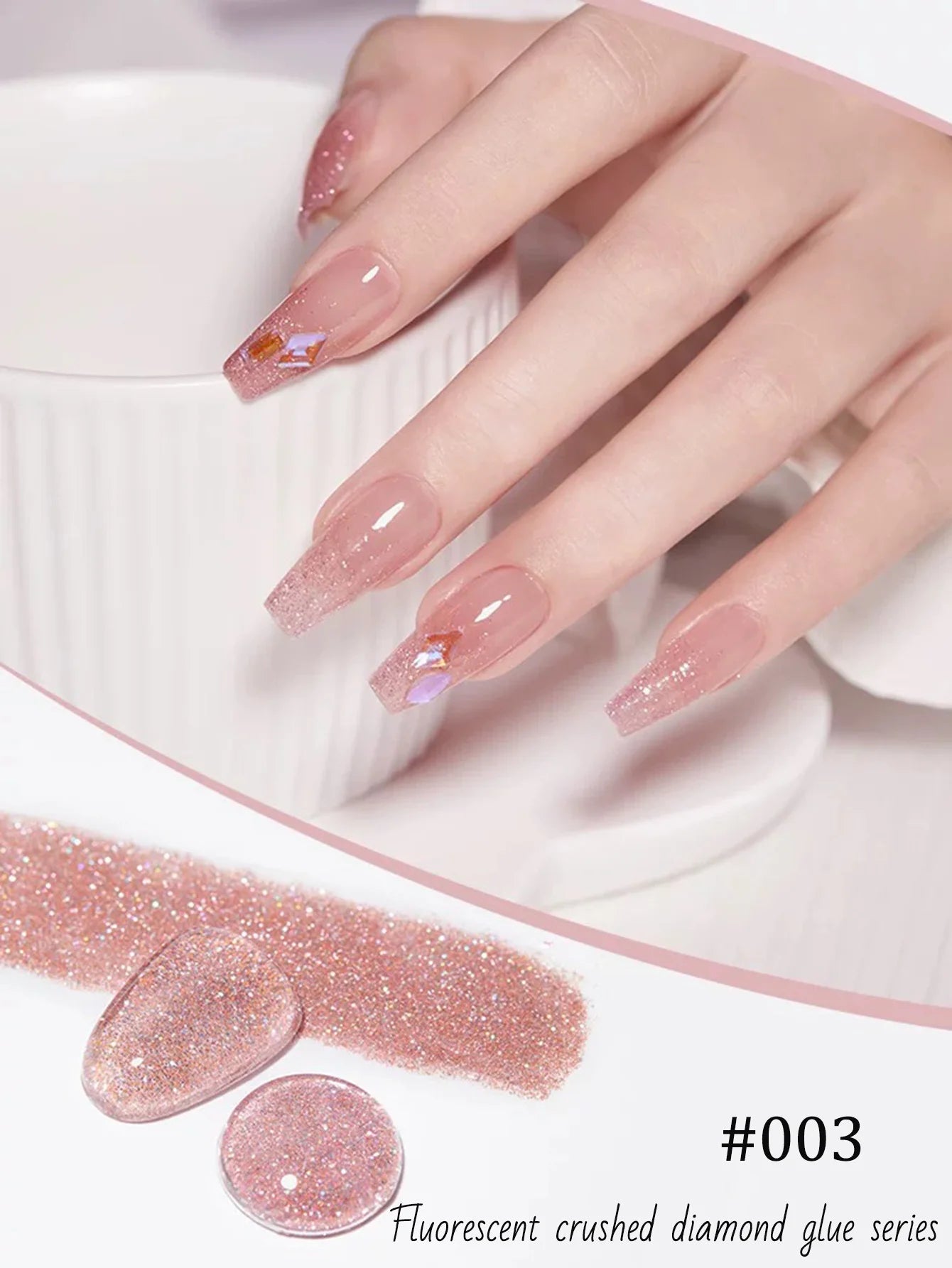 MIANEL 12ML Rock Sugar Crushed Diamond Gel Nail Polish Pink Glitter Nail Polish Top Selling Pink Nails Summer Nails 1-12pcs