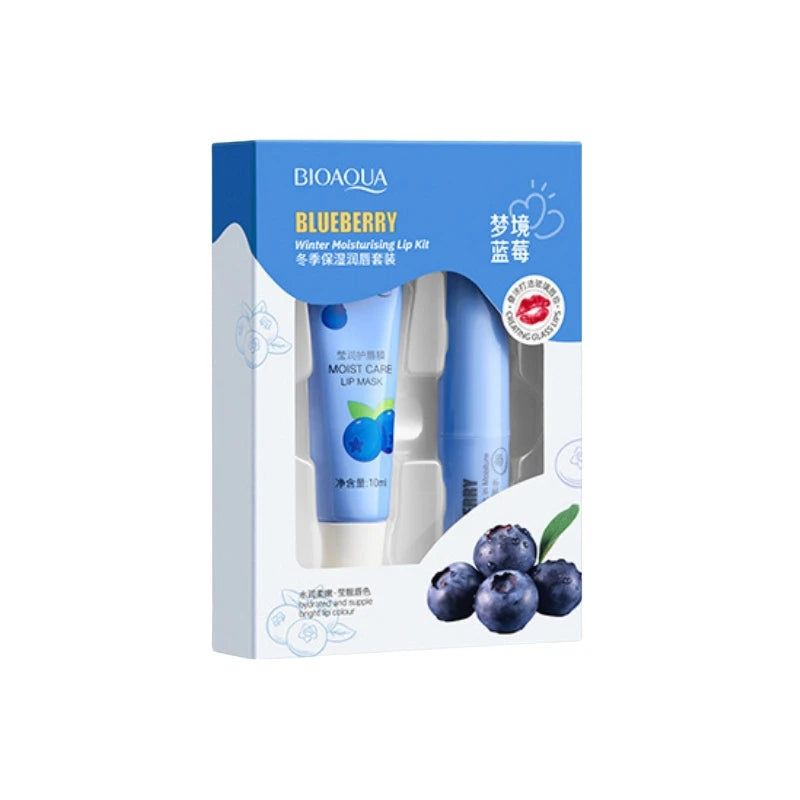 Dreamland Blueberry Lip Care Set 10Ml+2.7G, Contains Vitamin E, Natural Blueberry Extract, Hypoallergenic Alcohol-Free Formula, Includes Lip Balm and Lip Mask, Provides You with a Good Lip Care Experience, Seasonal Maintenanc