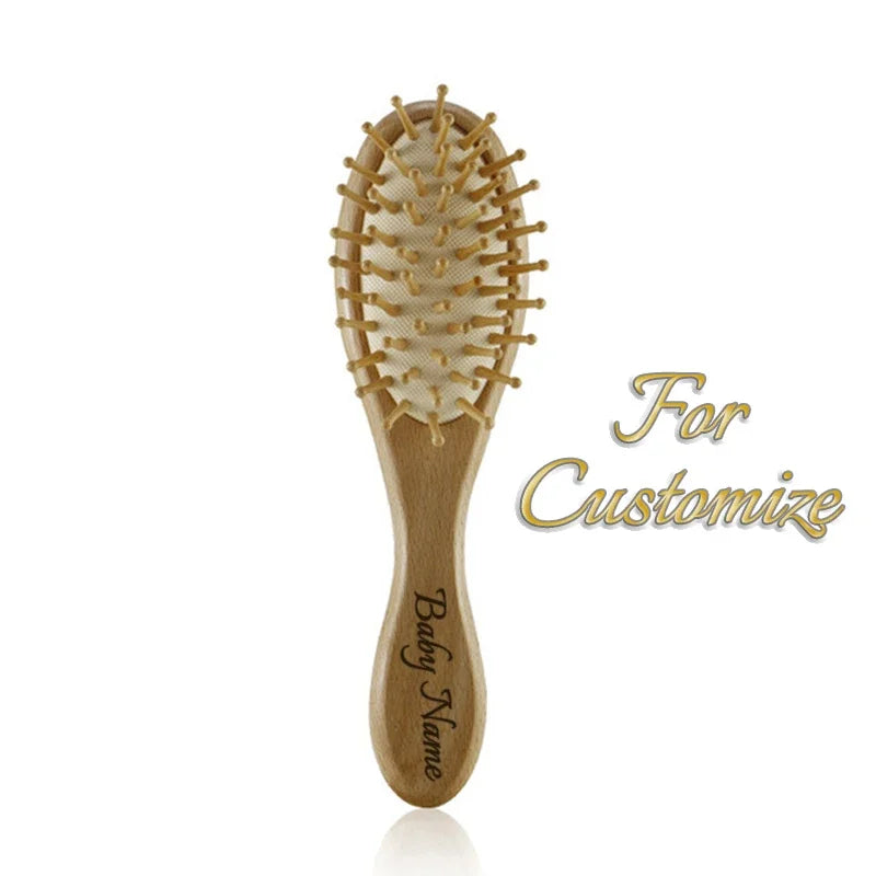 Wooden Baby Brush Wool Comb New Born Hair Brush Infant Head Massager Bath Brush Comb for Kids