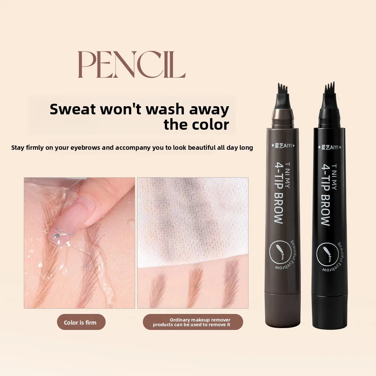 AIYI 4-Prong Eyebrow Pencil Waterproof Microblading Long Lasting Natural Smudge Proof Brow Pen