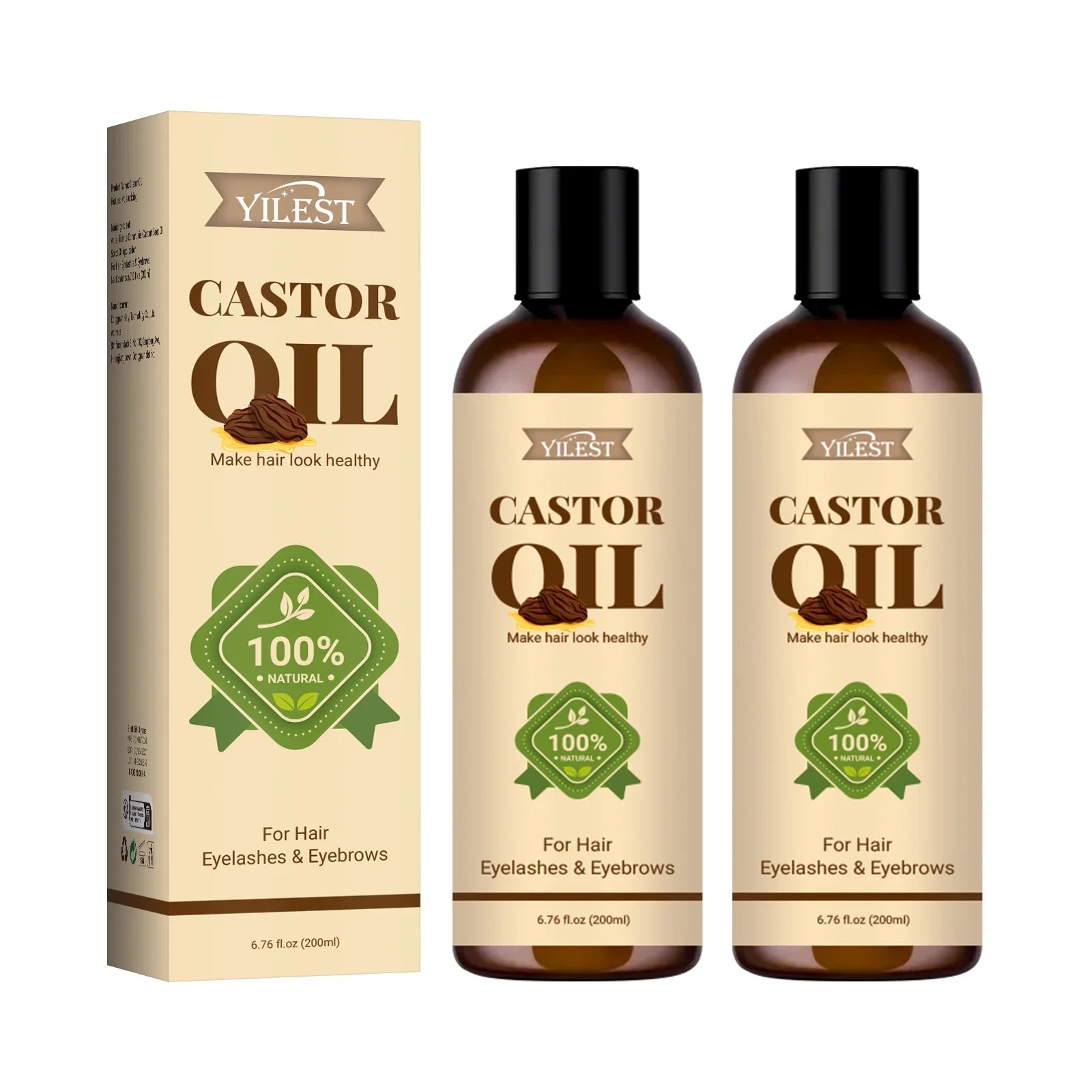 100% Pure Castor Oil 200ml Hair Growth Treatment Eyelashes Eyebrows Moisturizing Strengthen Repair Split Ends Pure Castor Oil
