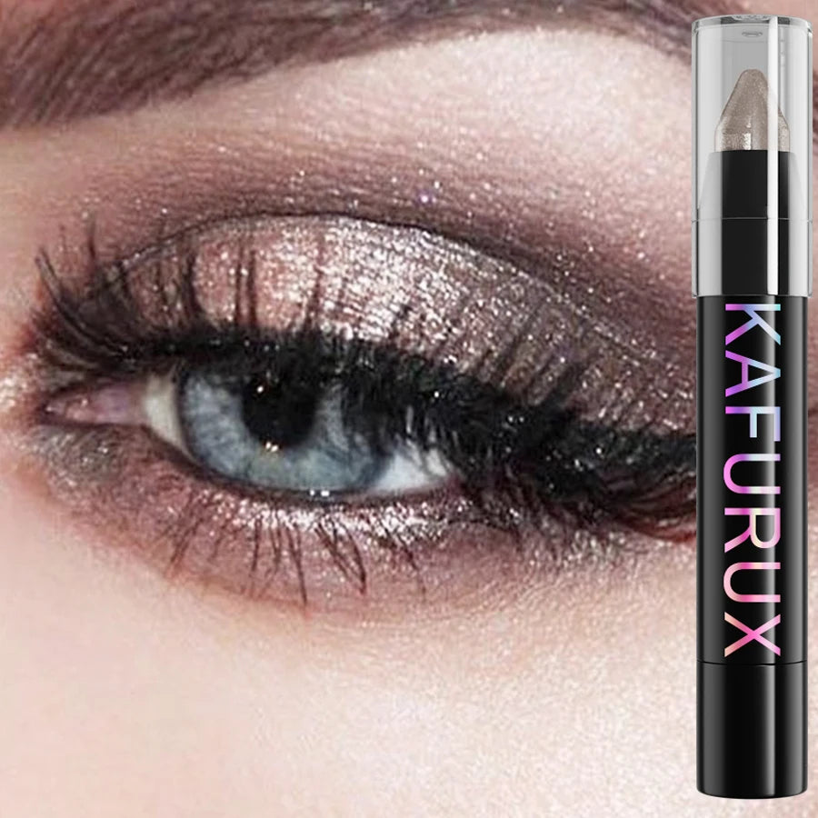 25 Colors 1PC Waterproof Eyeshadow Stick Long Lasting High Pigmented Shimmer Glitter Matte Brown Eye Shadow Korean Makeup Gifts