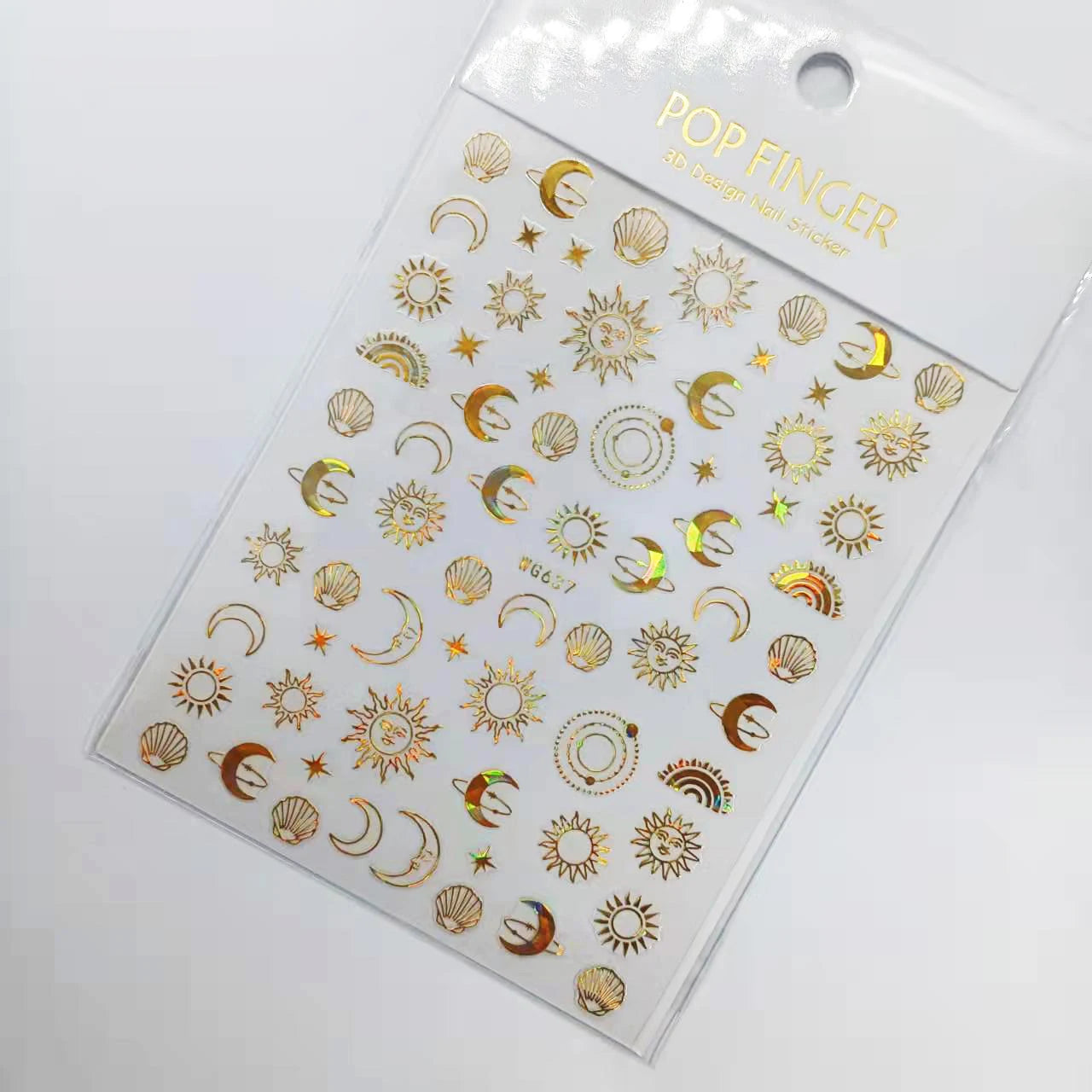 Shiny Gold Star Moon Sun Nail Stickers for Manicure Accessories Heart Feather Animals Printing Self Adhesive Nail Wrap