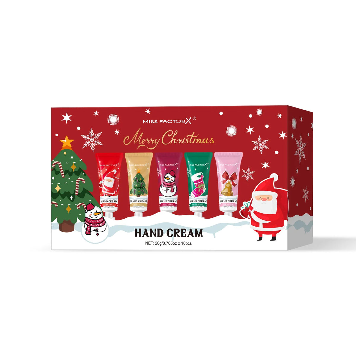 10 piece set of 5 different fragrances of Christmas hand cream - moisturizing and nourishing, suitable for dry skin
