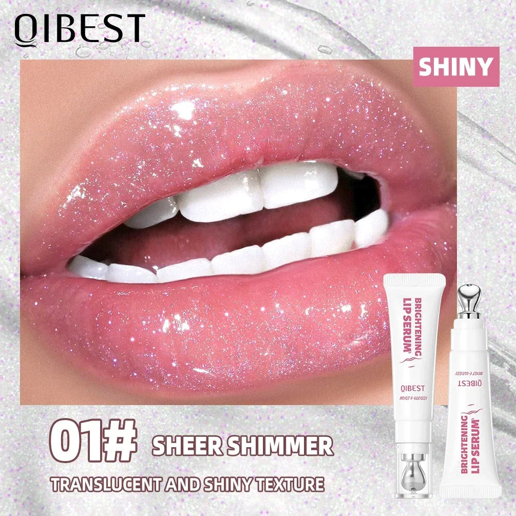 QIBEST 4 Colors Mirror Pearl Fine Shimmering Hydrating Pipe Lip Gloss Moisturizing Crystal Gloss Lip Glaze Layering Lip Makeup