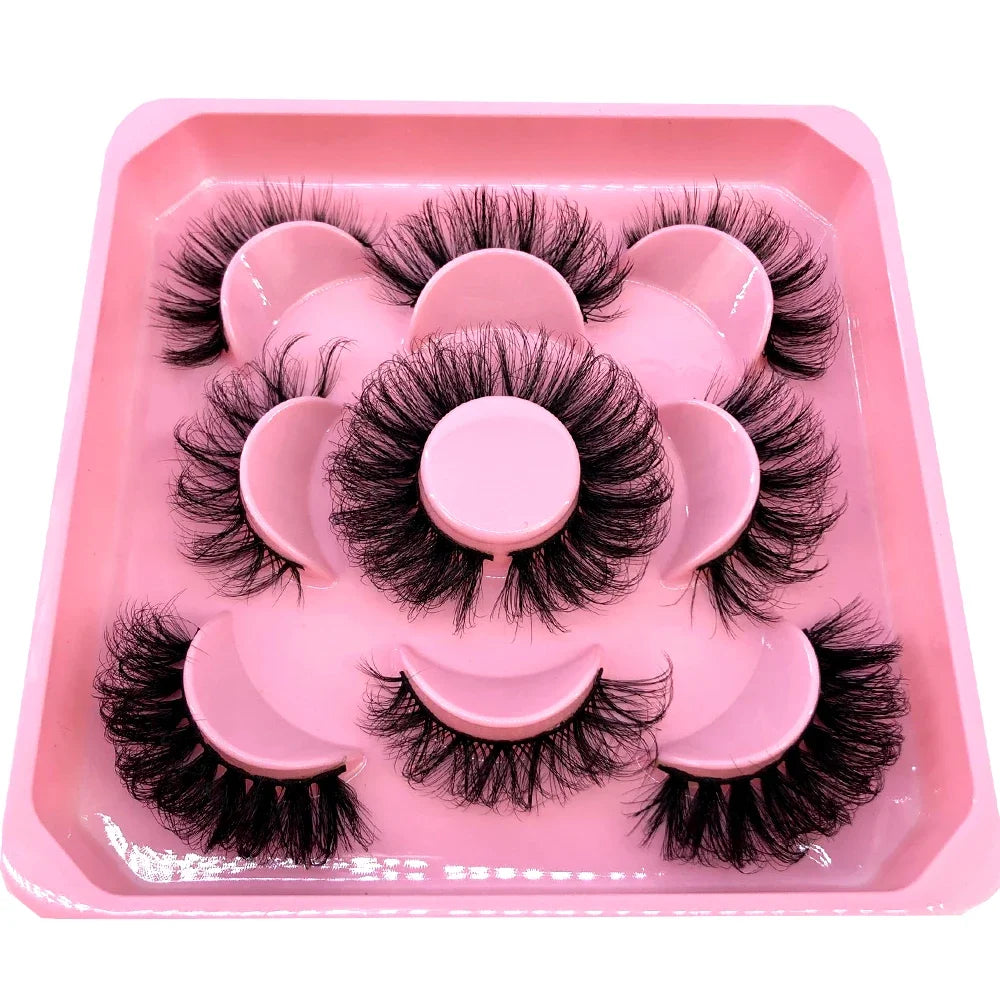 New 5 pairs of handmade mink eyelashes fake eyelashes natural nude makeup simulated cross messy eyes 3D curly eyelashes