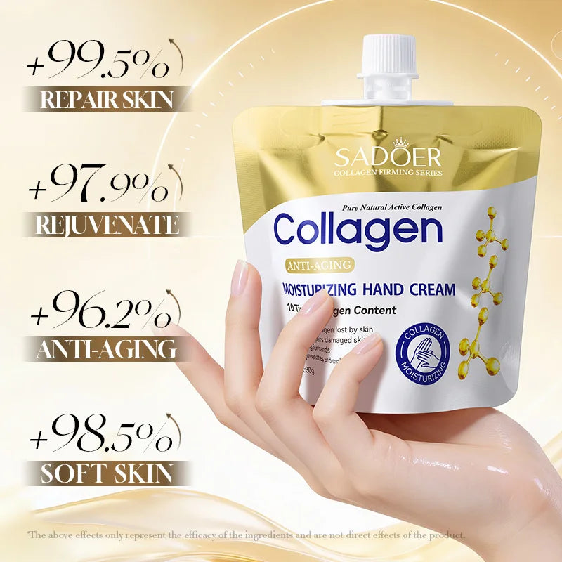SADOER Collagen Moisturizing Hand Cream Anti Aging Replenish Whitening Repair Damaged Skin Hydrating Hands Skin Care