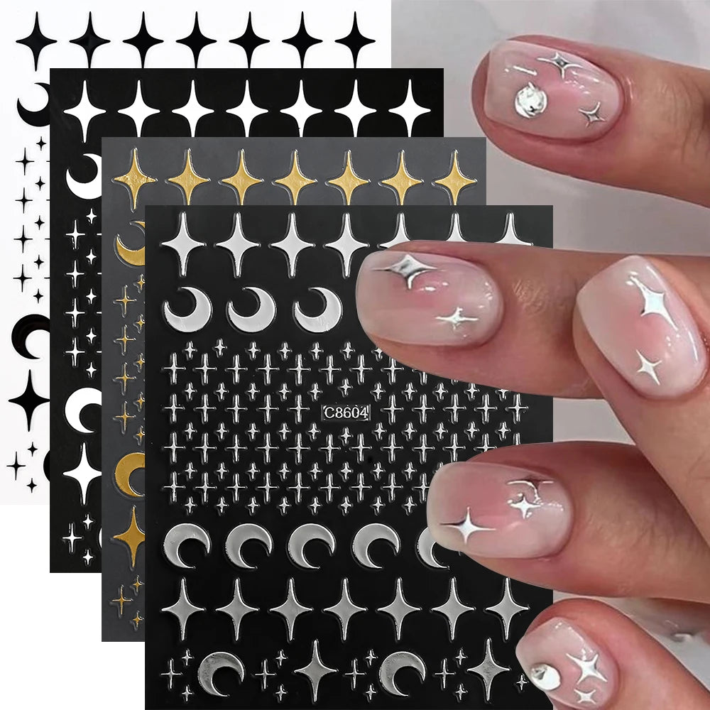 4pcs/set 3D Cute Cartoon Black Cat Nail Stickers Funny Cat Paw/Bowtie Self-Adhesive Nail Art Decals Manicure Accessories DIY 8*1