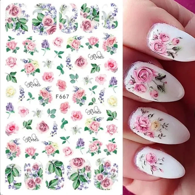 Cherry Blossom 3D Nail Stickers White Flower Petals Nail Art Decals Elegant Wedding Design Spring Sakura Manicure Slider Decor
