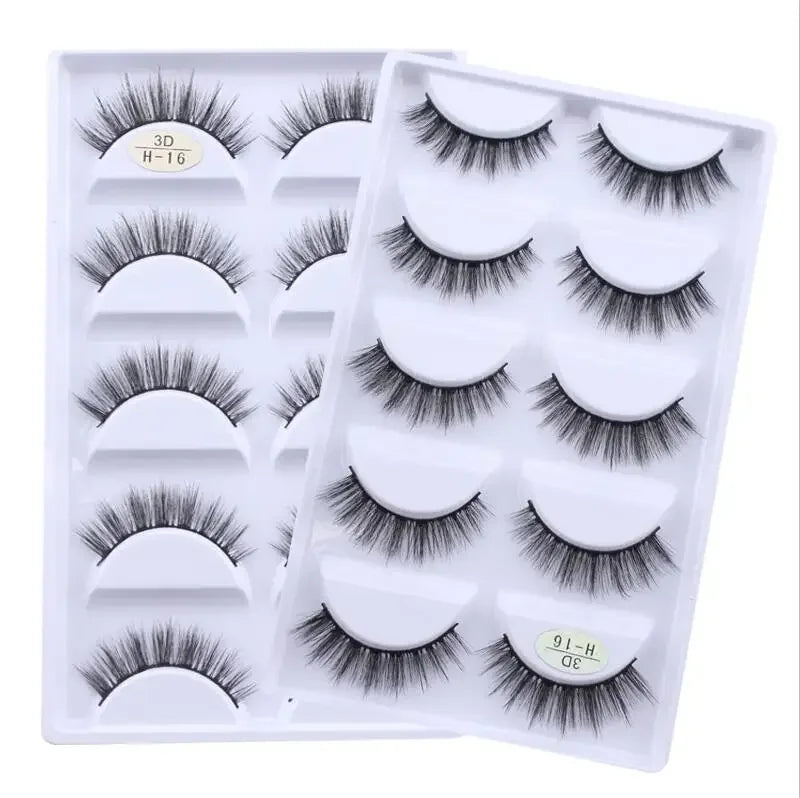 AMSNCN NEW 5Pair 100% Real 3D Mink Lashes Soft Natural False Eyelashes Makeup Long Eye Lashes Eyelash Extension CiliosH13mini