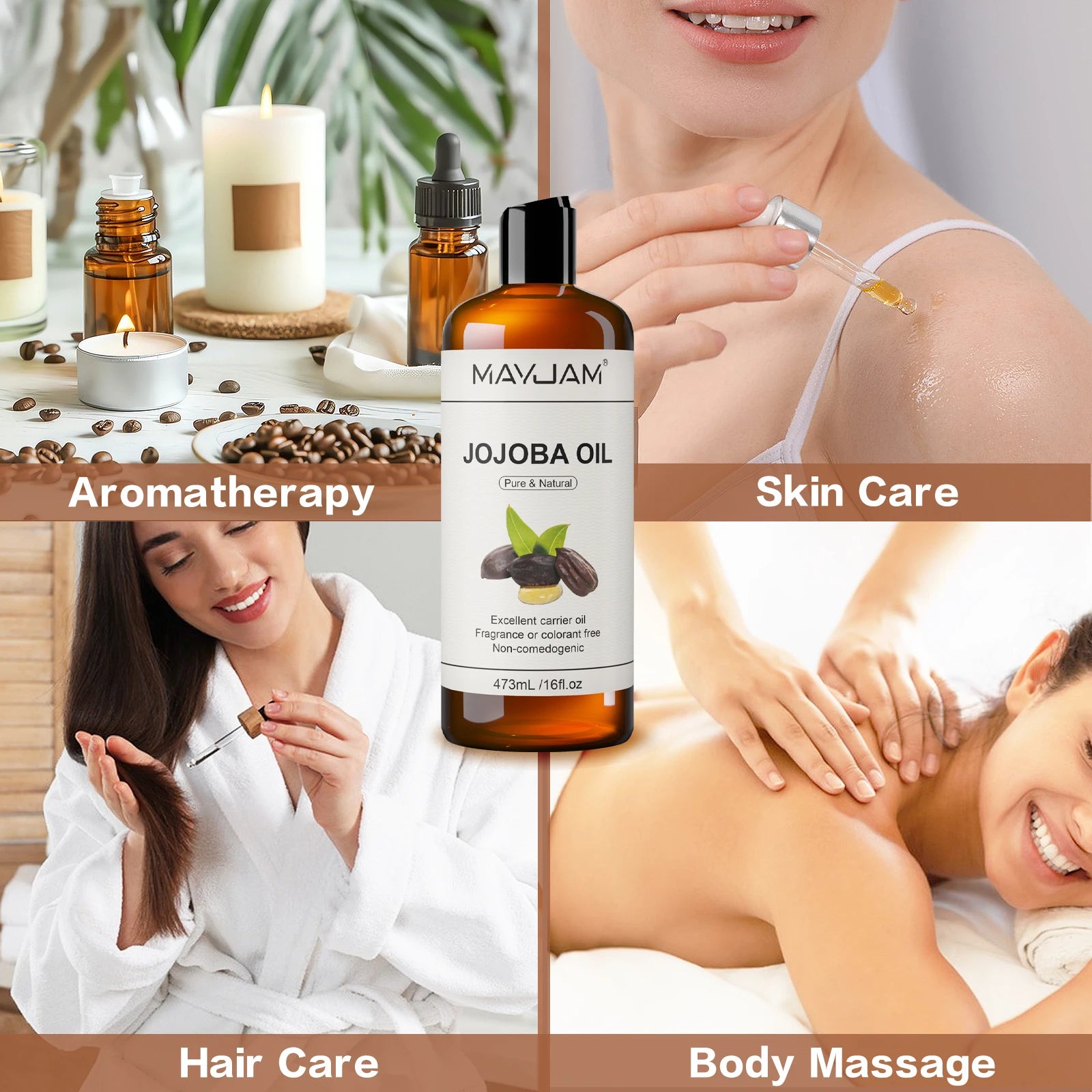 MAYJAM Pure Natural Moroccan Argan Oil Massage On Face, Hair, Body Sweet Almond Oil Cold Pressed USDA Certified 473ml Face Oil