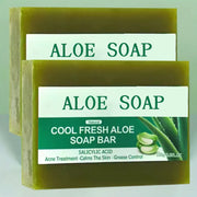 1/2pcs Natural Aloe Vera Soap Acne Treatment Handmade Soap for Face & Body, Calming Grease Control Cleansing Soap