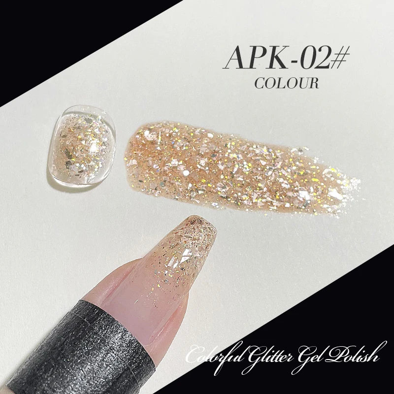 AS 15ml Sparkle Platinum Gel Nail Polish Shiny Pink Gold Silver Glitter Painting Gel Drawing Semi Permanent Tpo Free Varnish