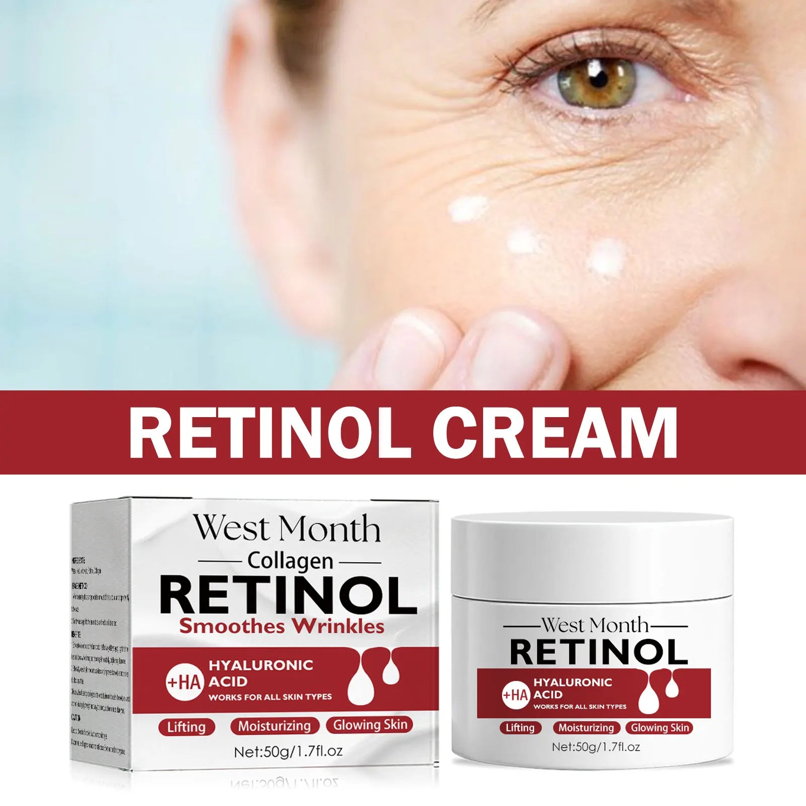 Retinol Wrinkles Remover Cream Lifting Firming Reduce Fine Lines Smooth Brightening Skin Moisturizing Anti A-ging Facial Cream