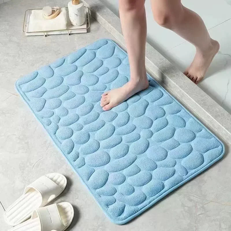 3D Bathroom Anti-slip Mat Pebble Patterned Absorbent Pad Bath Mats Doormat Carpet Cobblestone Embossed Door Floor