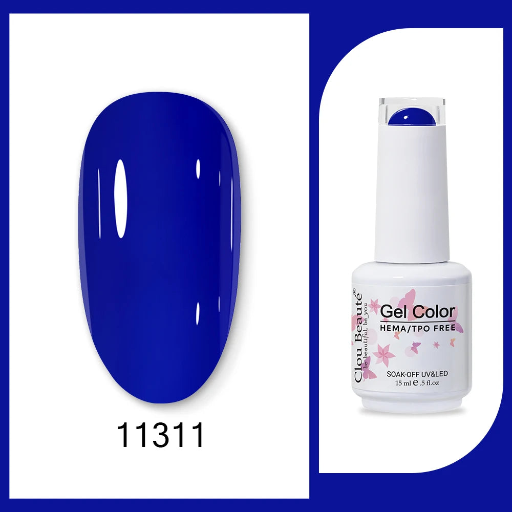 Clou Beaute 15ml Red Black White Green Neon Gel Nail Polish Base Top Coat Velvet Top 400 Colors Semi Permanent Gel Nail Varnish