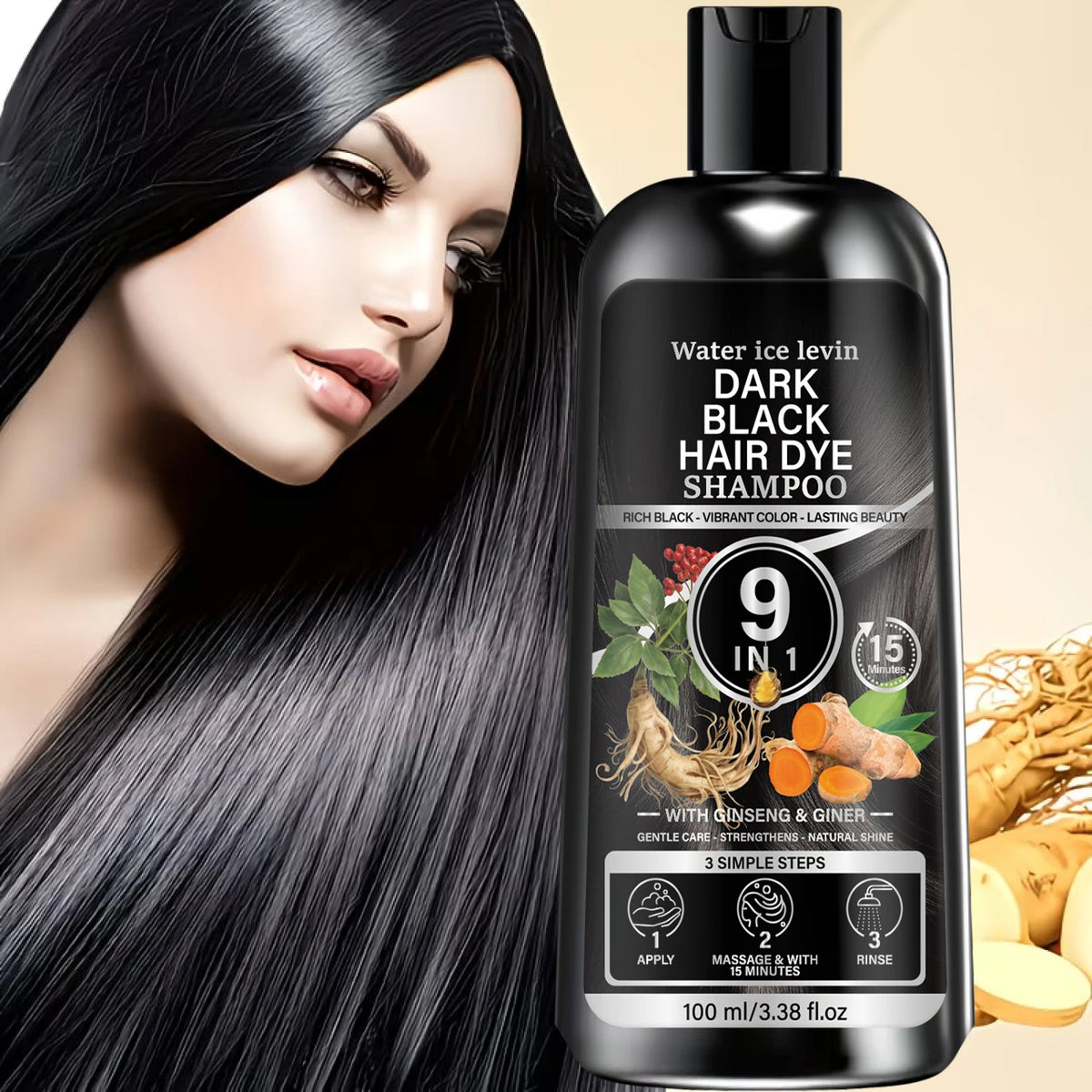 Black Hair Dye Shampoo with Biotin & Keratin, 9-in-1 Fast-Acting Color Shampoo for Rich, Long-Lasting Shine