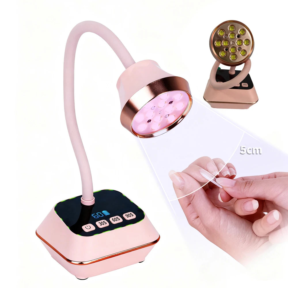 Ai Sensor Nail Lamp 36W 12 Beads LED UV Nail Dryer Wireless Rechargeable Lamp Fast Drying Nail Lamp 360° Bendable Table Lamp