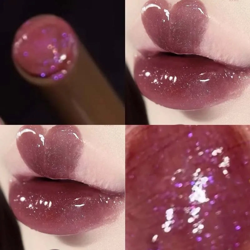 Herorange Starry Solid Lip Gloss Long Lasting Moisturizing Non-Sticky Non-Cup Stain Fine Glitter Glossy Lip Makeup Gift