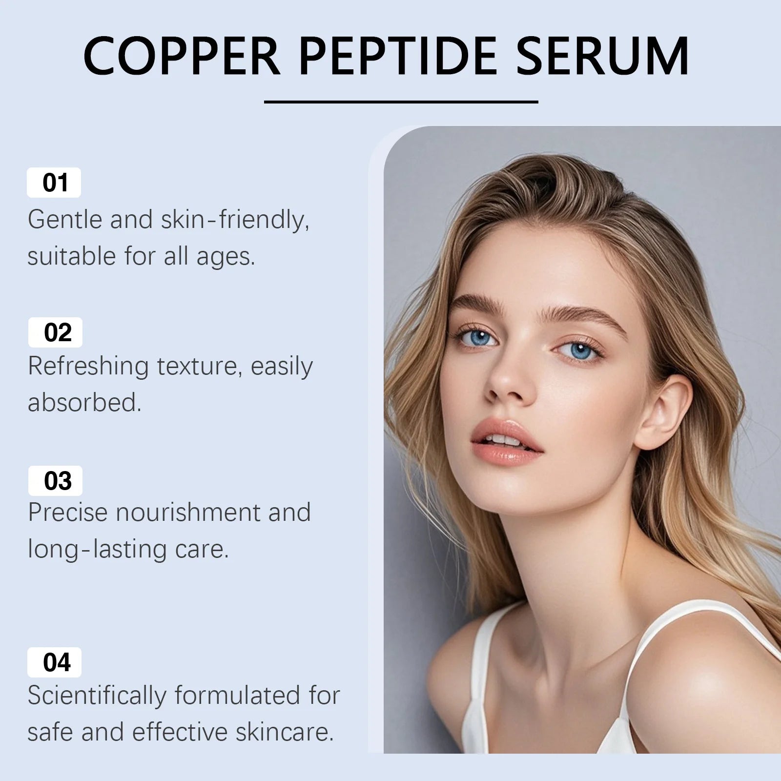 Copper Peptide Serum Anti Aging Face Serum Firming Lifting Fade Fine Lines Pore Shrinking Moisturizer Hyaluronic Acid Skin Care