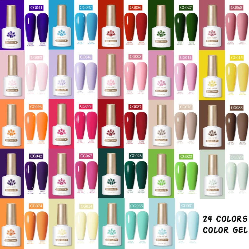 BORN PRETTY 10ml 24 Colors Gel Polish Green Purple Pink Nail Supplies Semi Permanent Varnish UV LED Soak Off Nail Long-Lasting