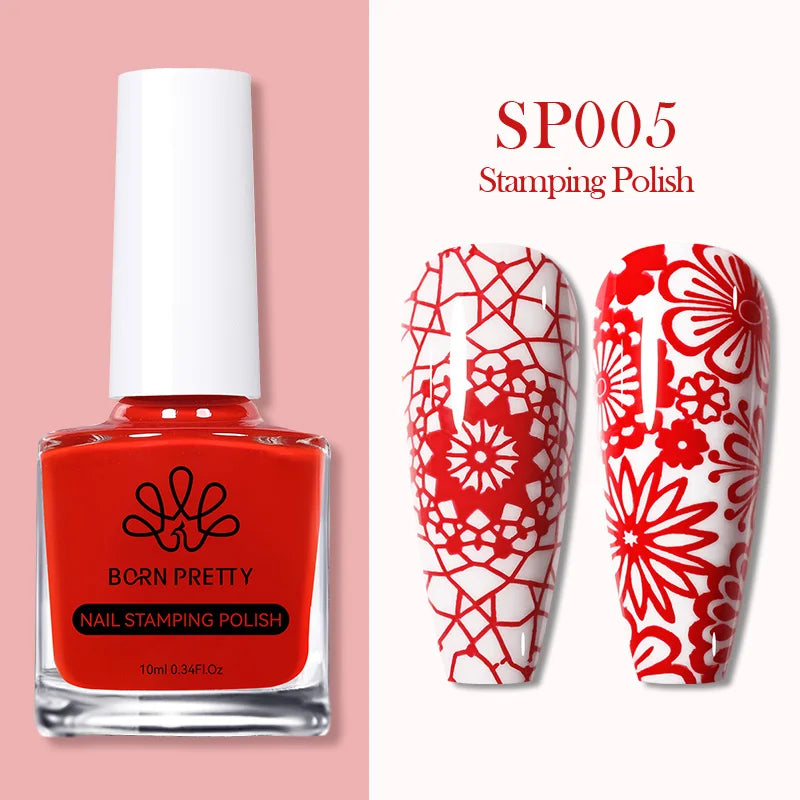 BORN PRETTY 10ml 25 Colors Nail Stamping Polish Nail Art Varnish with Peel Off Nail Latex Black White Colorful Stamp Polish