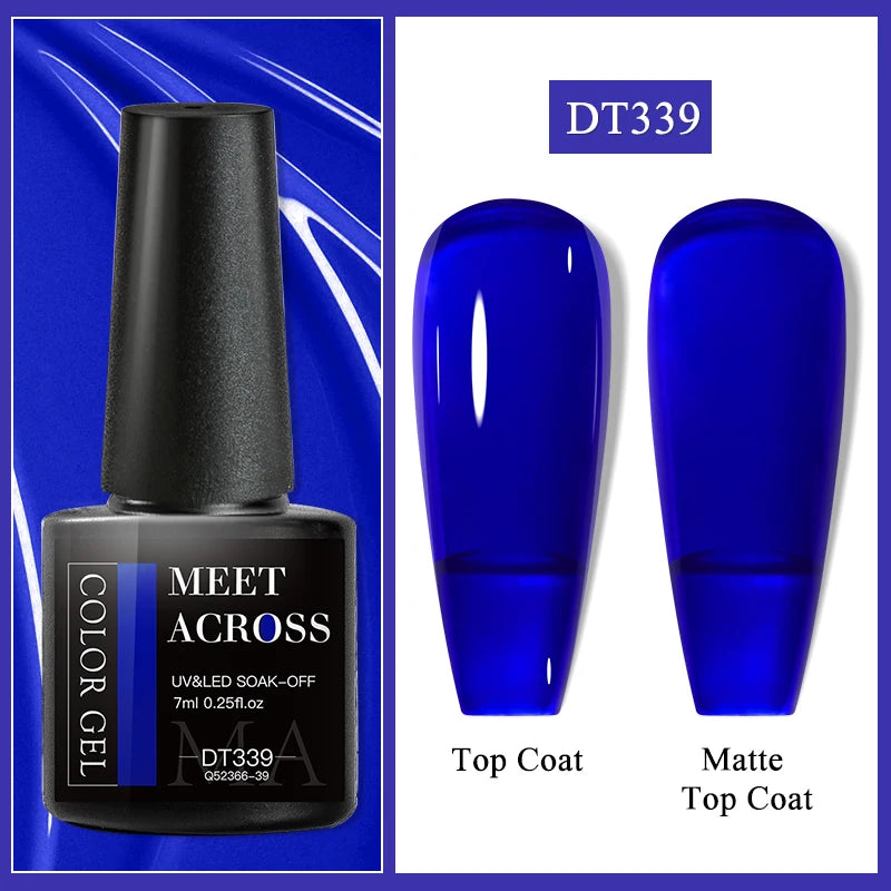 MEET ACROSS 7ml Dark Color Glitter Top Coat Gel For Nails Brocade Powder 2 In 1 Chameleon Nail Art Gel Varnish Manicure