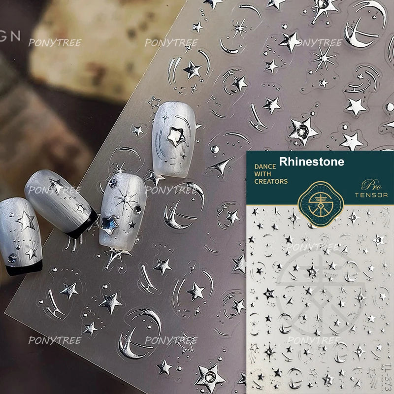 Geometric Lines Star Love Heart Chain Silver Gold Lava Letter Flower Growth Ring Number 5D DIY Nail Art Stickers Manicure Decals