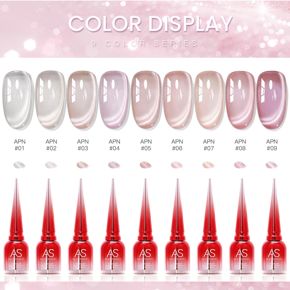 AS Colors Nude Magnetic Cat Eye Gel Nail Polish Pink UV LED Soak Off Gel Varnish Crystal Cat Eye Gel Lacquer Professional Enamel