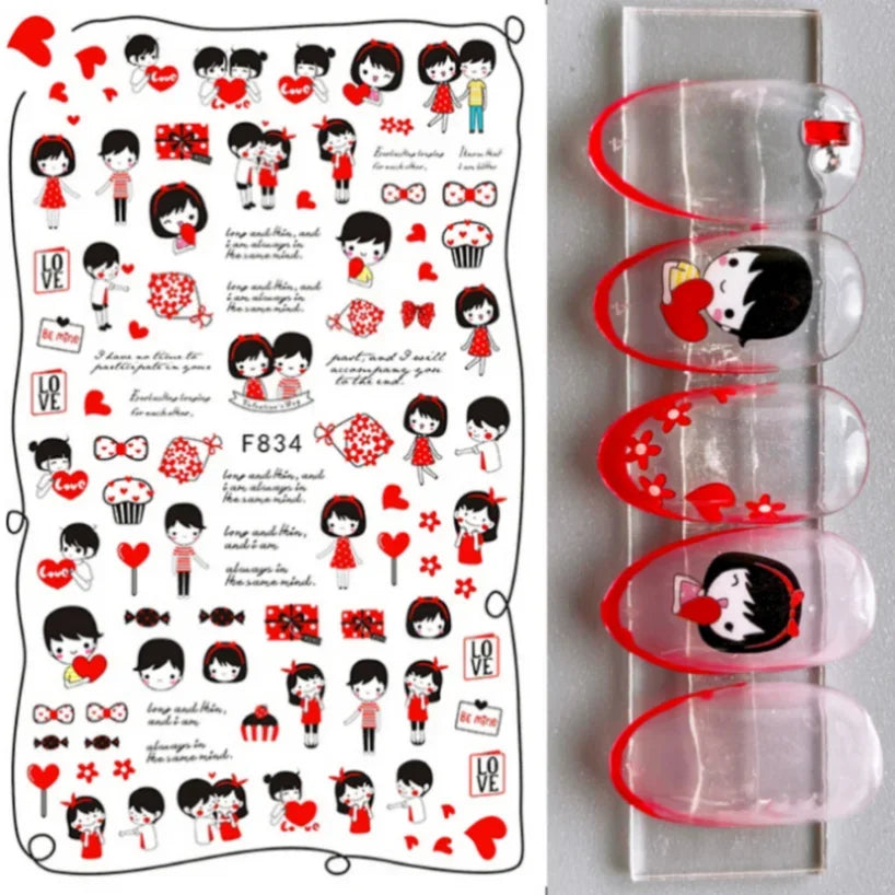 1PCS Laser Love Letter Nail Sticker Nail Art Decoration Flower Star supplies Decals Press On Nails Stickers Parts