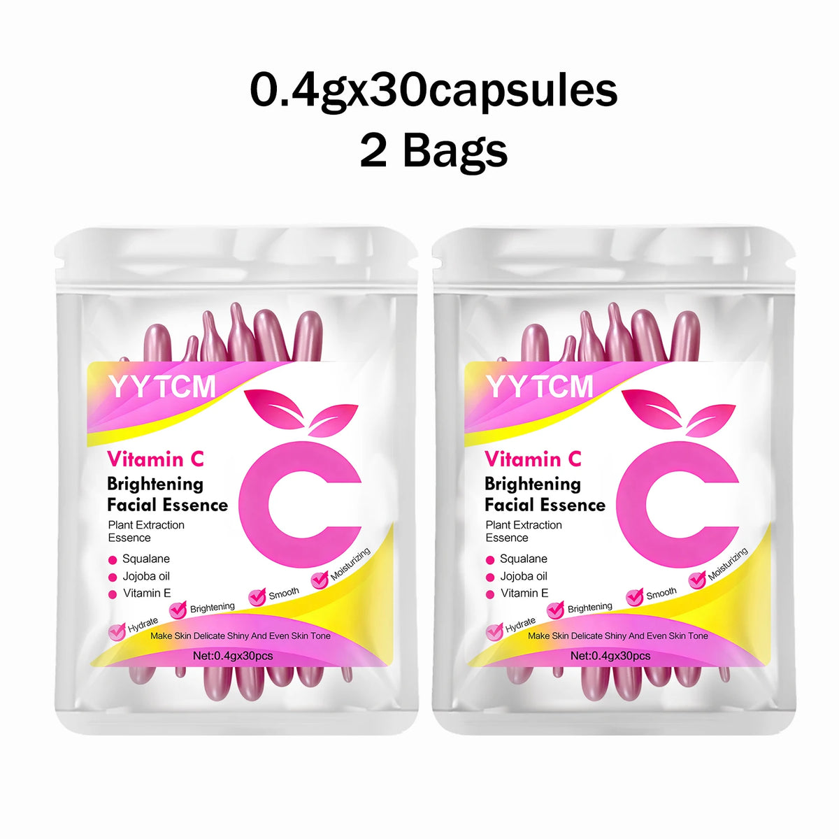 Vitamin C Moisturizing Capsule Serum – 30 Capsules with Squalane, Vitamin E, Magnolia & Jojoba Oils for Deep Hydration, Smooth & Radiant-Looking Skin