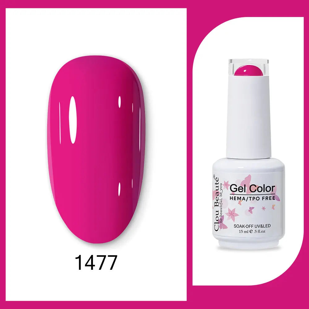 Clou Beaute 15ml Red Black White Green Neon Gel Nail Polish Base Top Coat Velvet Top 400 Colors Semi Permanent Gel Nail Varnish