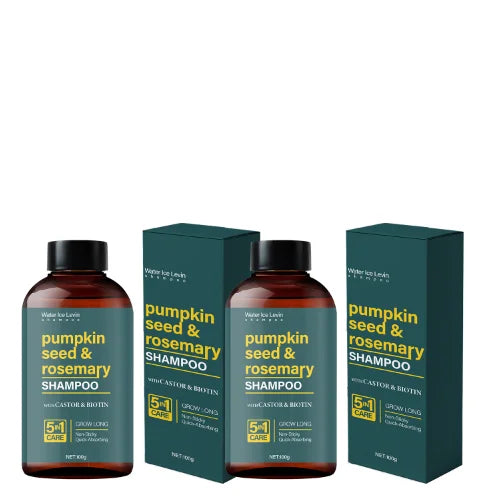 Water Ice Levin Pumpkin Seed & Rosemary Shampoo with Castor Oil & Biotin for Hair Growth, 5M Care, Non-Sticky Formula
