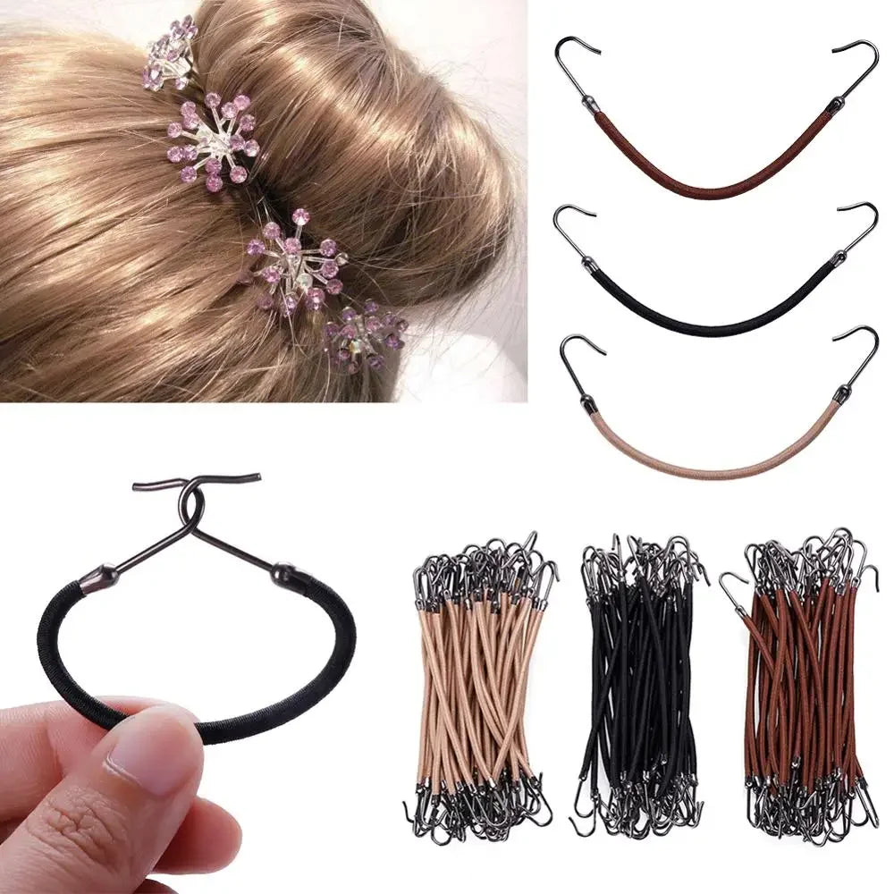 1/5/10pcs New Elastic Clips Bows Hair Accessories Girls Bands Gum With Hook Ponytail Holder Bungee Hair Thick Hair Headwear/