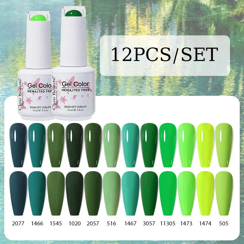 Clou Beaute 12pcs Gel Nail Polish Manicure Set Color 15ml White Glass Bottle Nail Art Kit Vernis Semi Permanent Nail Art Varnish