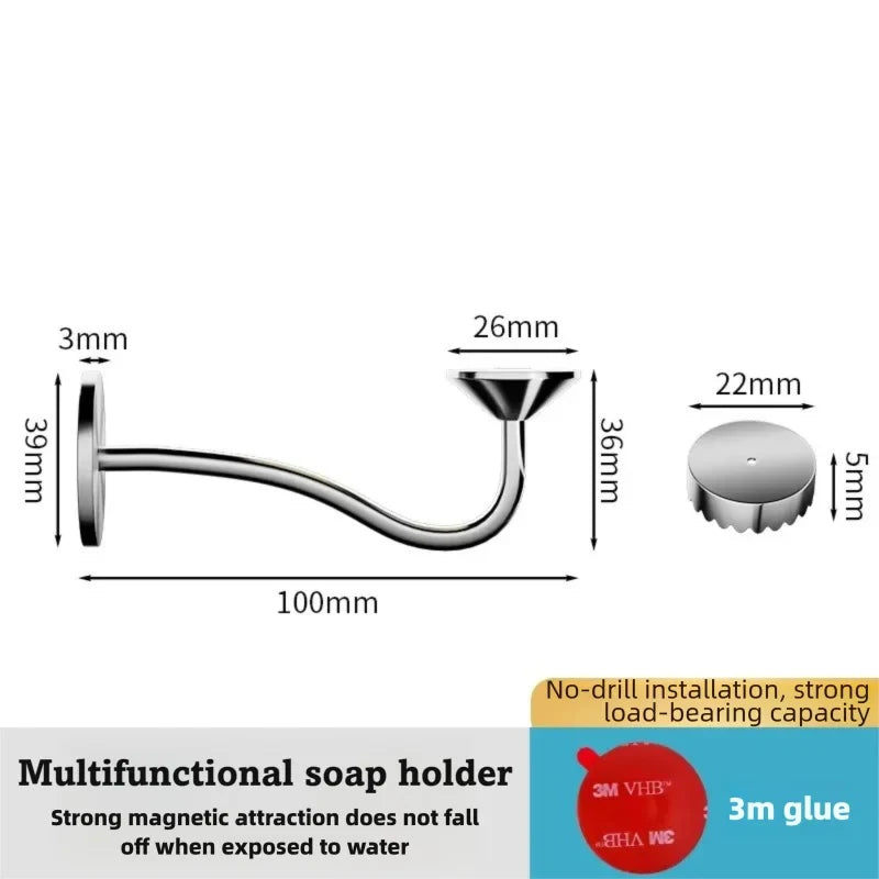 Stainless Steel Magnetic Soap Rack Multi-Functional Wall-Mounted Self-Drainage Bath Soap Dishes Kitchen Shower Room BXFZH03