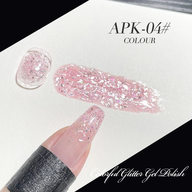 AS 15ml Sparkle Platinum Gel Nail Polish Shiny Pink Gold Silver Glitter Painting Gel Drawing Semi Permanent Tpo Free Varnish