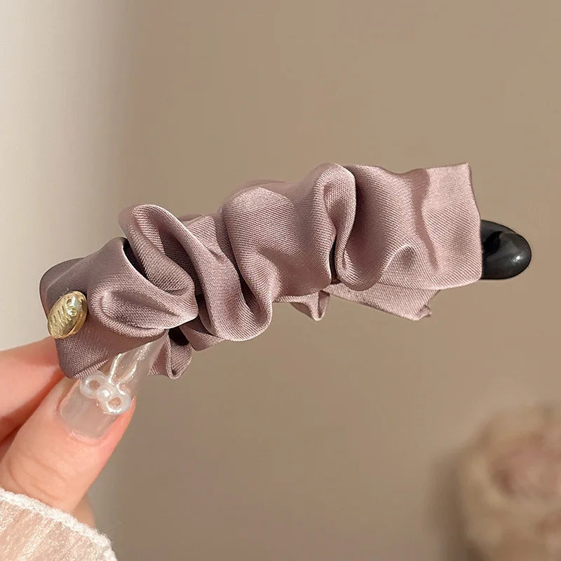 Korean Elegant Solid Fold Satin Banana Hair Clip For Women Girls Sweet Hair Ornament Hairpin Barrette Fashion Hair Accessories