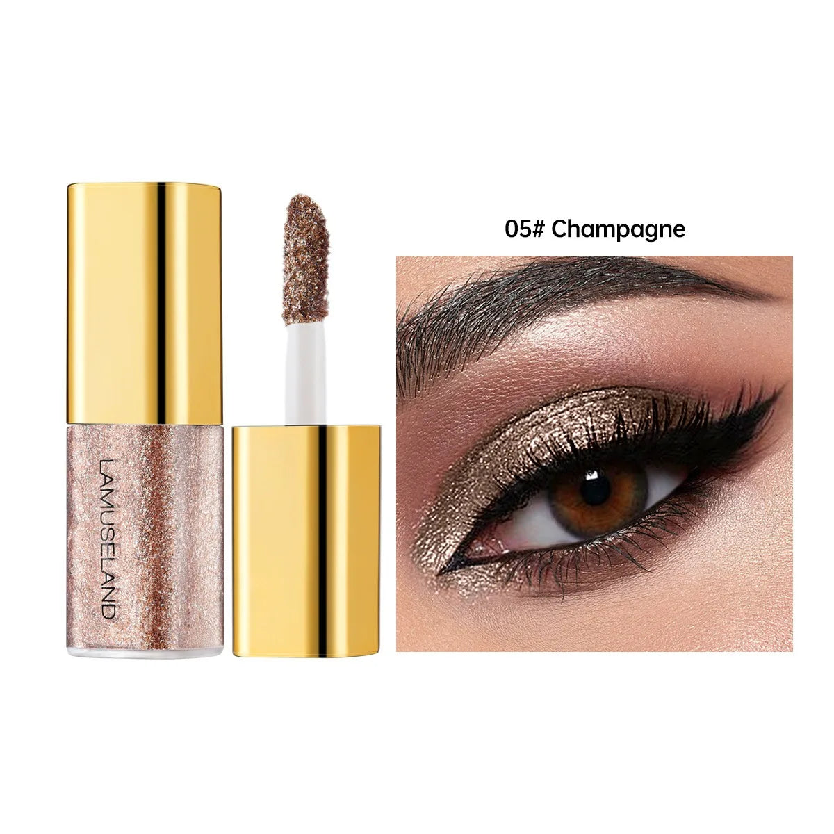 Pearly Liquid Eyeshadow Makeup Waterproof Shimmer Glitter Eye Shadow Highlighter Lasting Eye Tint for Daily Natural Smokey Look