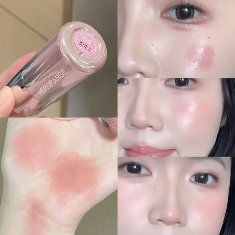 Herorange Liquid Blush Stick with Sponge Tip Waterproof Long Lasting Multi-Use for Lips Cheeks Gift