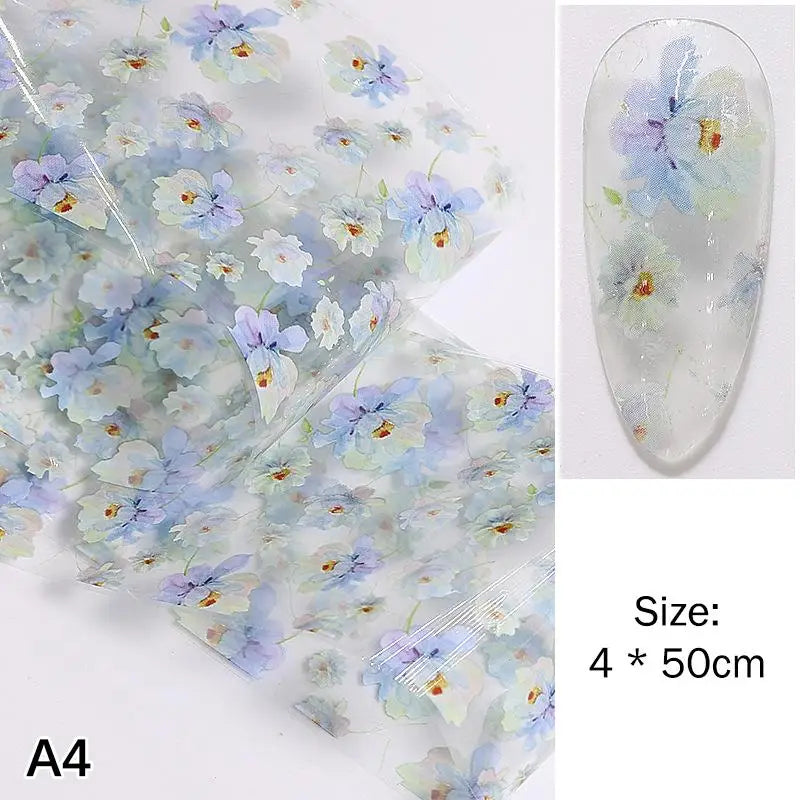 ✰✪Rose Flower Nail Art Transfer Foil Stickers 100cm Long Strip for Salon and Home Use Easy DIY Manicure Decoration