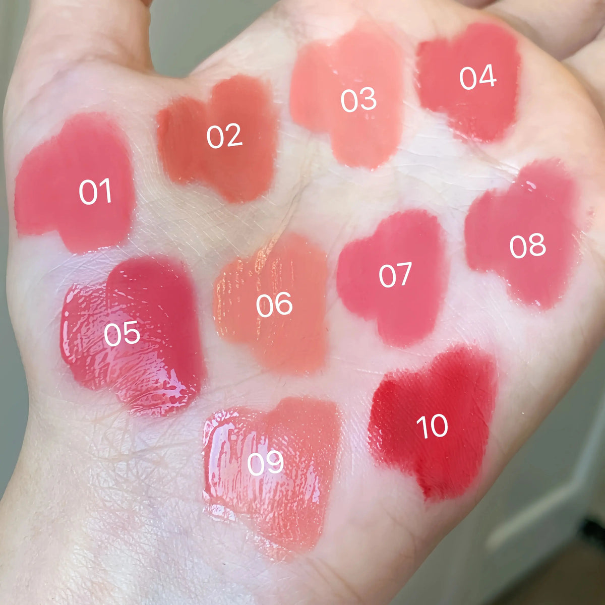 10-Color  Cute Cartoon Mini Mirror Lip Gloss Set, Moisturizing Lip Gloss, Long-Lasting, Fades Lip Lines, Touch-Ups Lipstick
