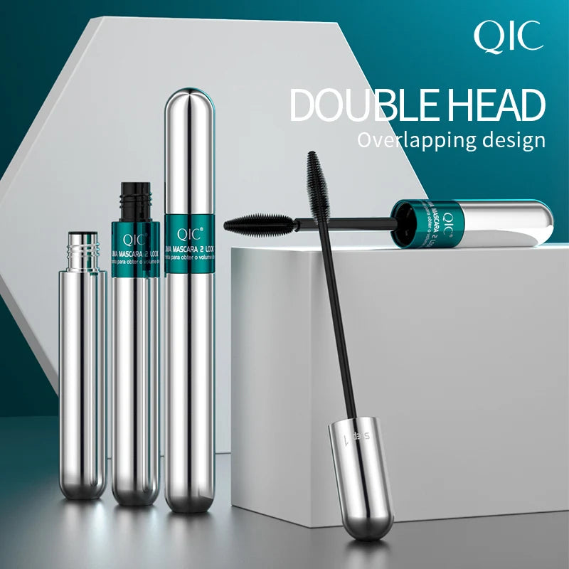 2 In 1 Dual Effect Black Waterproof Mascara 4D Lash Lengthening Thickening Curling Eye Makeup Cosmetics