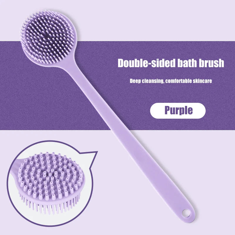 Long Handle Soft Silicone Back Scrubber & Massager Gentle Exfoliating Brush for Deep Cleansing Bath Massage Back Scrubber