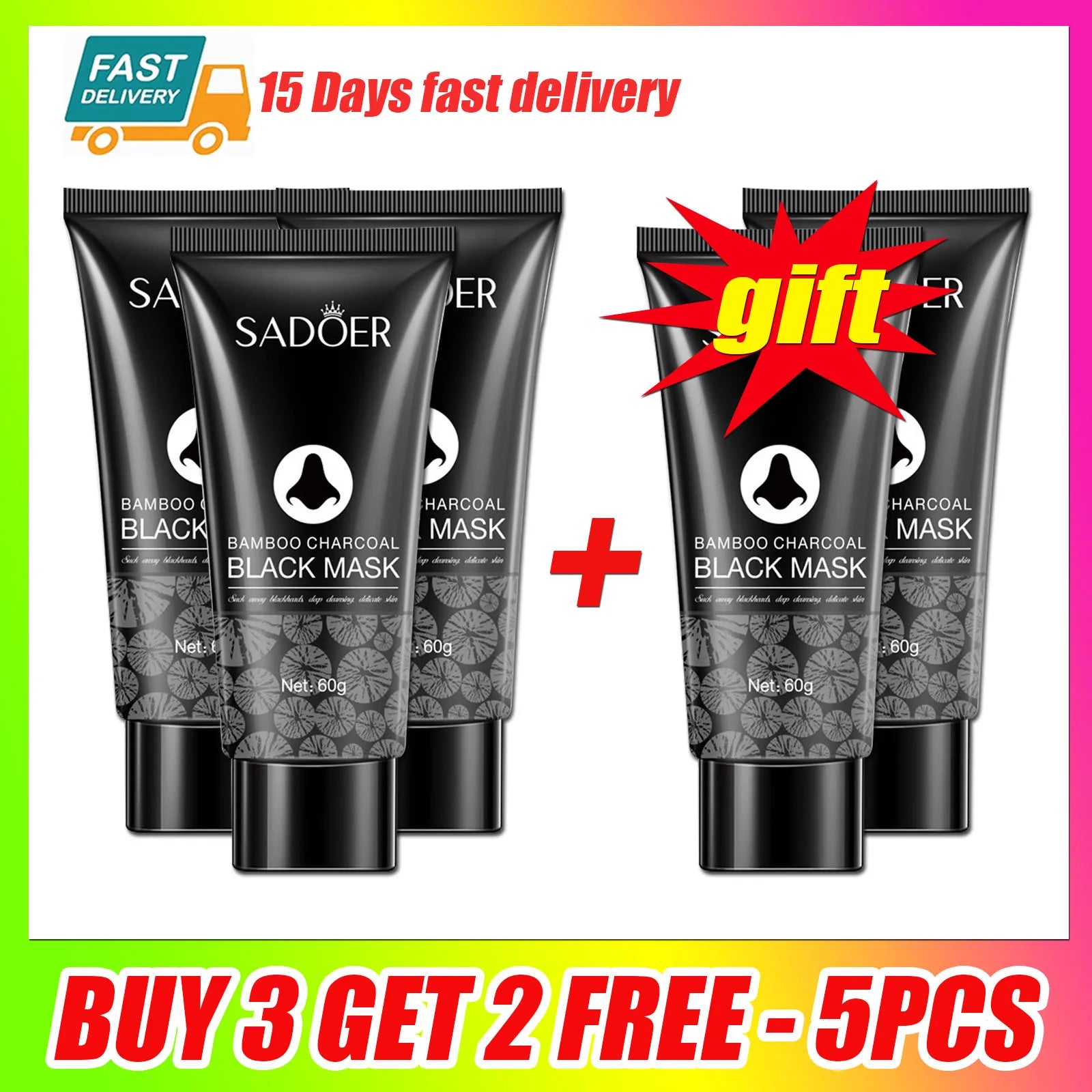 1/3/5/10PCS Bamboo Charcoal Nose Blackhead Remover Mask Deep Cleansing Shrink Pore Mask Skin Care Nose Black Dots Pore Skin Care