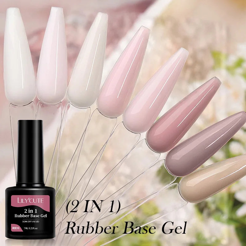LILYCUTE 7ml Nude Jelly Rubber Base Gel Nail Polish Colorful Reinforcing Repair Thin Cracked Nails DIY Salon Manicure Color Gel
