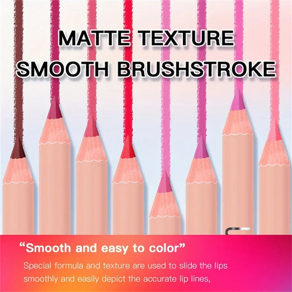 Fine Slim Lip Pencil Waterproof Easy To Color Matte Pink Purple Long-lasting Waterproof Non Stick Cup Pigment Sexy Lip Cosmetics