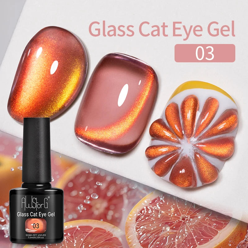 AWStorG Intense Rainbow Cat Eye Gel 5ml Holographic Laser Magnetic Nail Gel Soak Off UV LED Gel Polish Shiny Rainbow Manicur