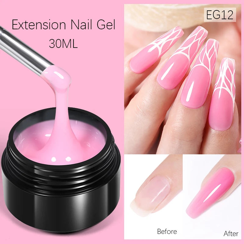 BORN PRETTY 30ml Nail Extension Gel Glitter Soak Off Nail Acrylic Crystal Building UV Gel for Nails Quick Extension Manicure