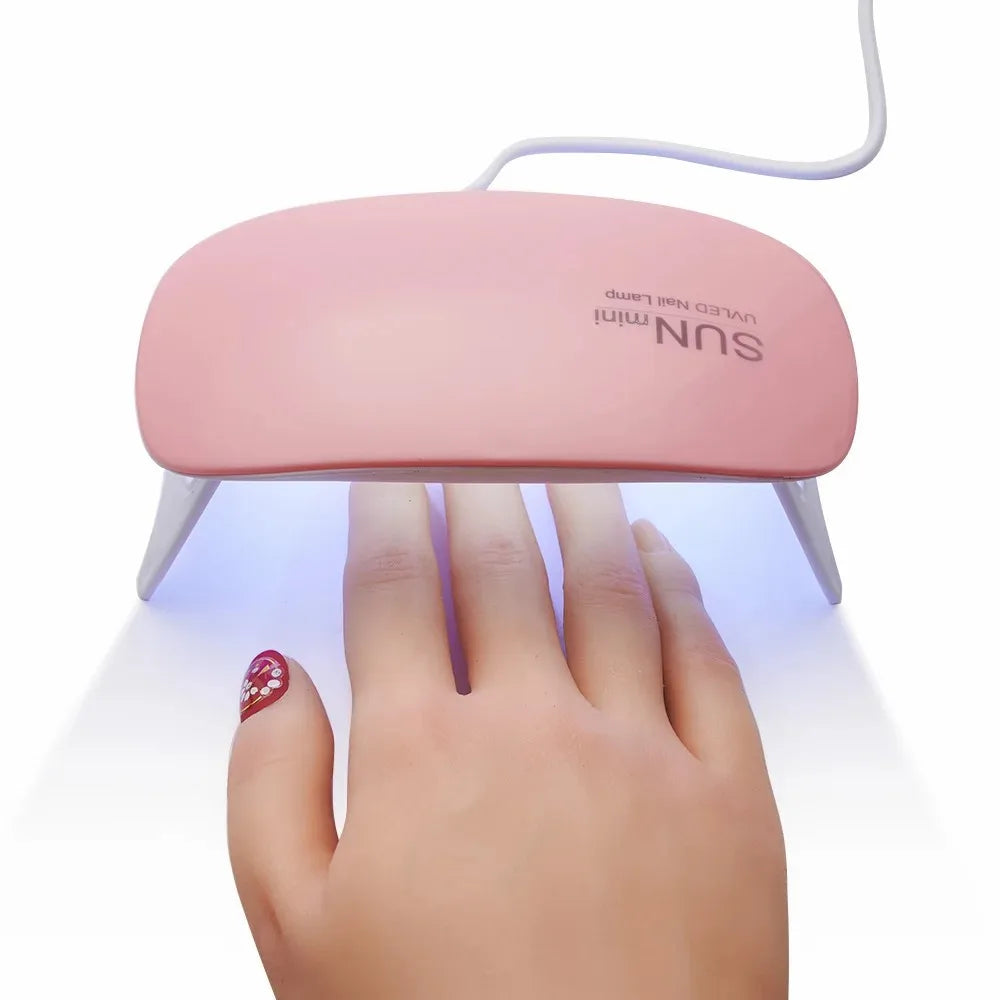E5 6W Mini Nail Lamp Light UV LED Gel Polish Cured Pink White Nail Dryer Machine Portable USB Cable Home Women Nails Dry Tool